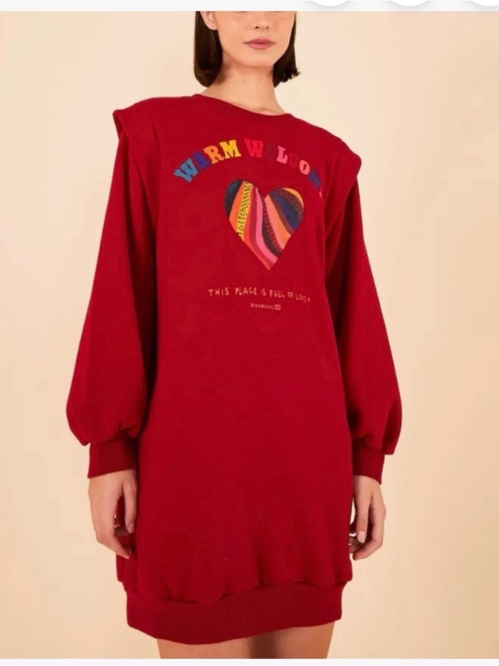FARM Rio Red Heart Graphic Sweatshirt Dress